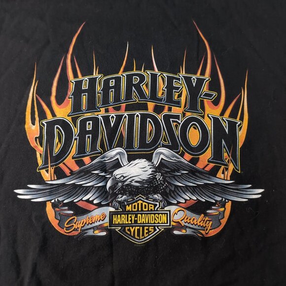 Harley-Davidson Long Sleeve Graphic Flame Eagle Tee Black – Men’s 2XL - Picture 2 of 9